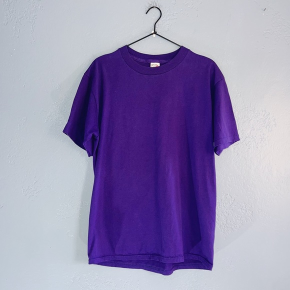 Vintage 90s Dark Purple Jerzees Tee Size Large - Picture 1 of 5
